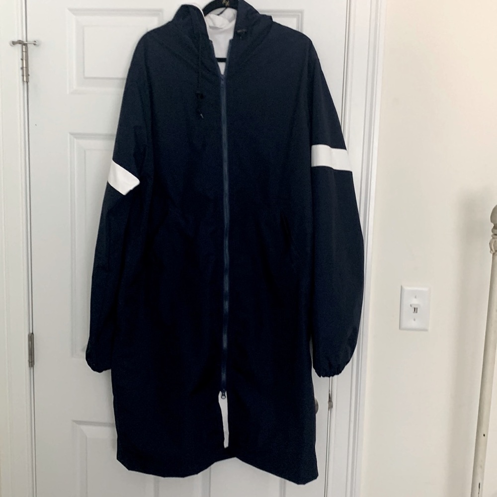 Limited Edition Bleu Salt Sailing Jacket Raincoat Bamboo Navy Blue White Stripe